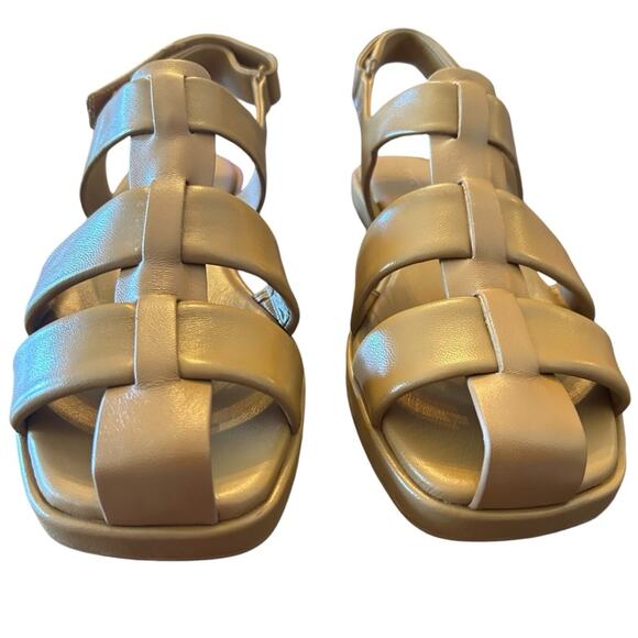 Vince Rava Strappy Fisherman Leather Sandals Minimal Sophisticated Tan NEW 10 - Picture 7 of 13